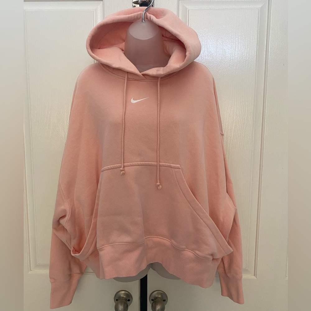 NIKE Pink Dolman Sleeves Oversized Pullover Hoodie L
